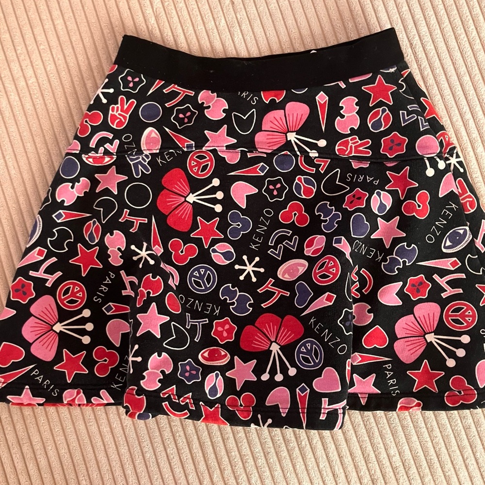 Kenzo Black and Pink Graphic Skirt
